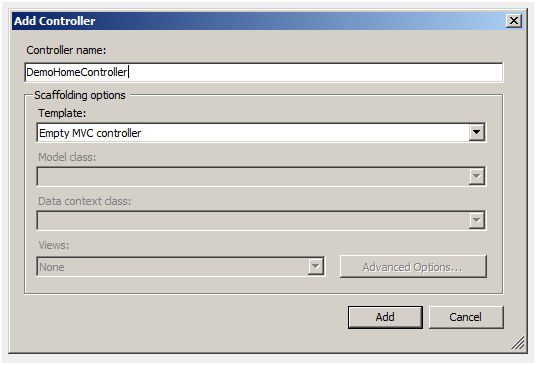 pop up with name Add Controller